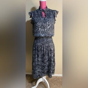 White House Black Market Black and White Paisley Maxi Dress
